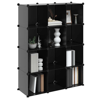 vidaXL Storage Cube Organiser with 12 Cubes Black PP