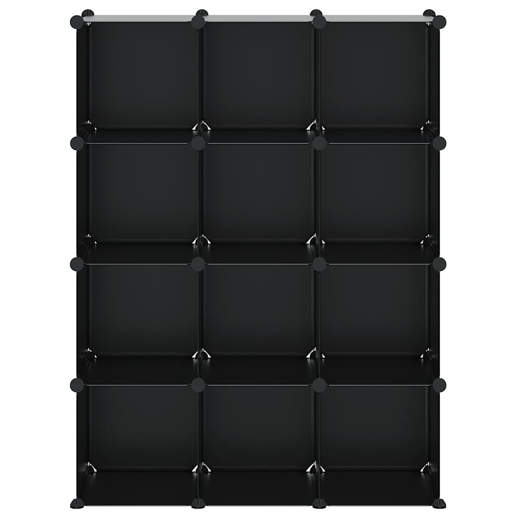 vidaXL Storage Cube Organiser with 12 Cubes Black PP