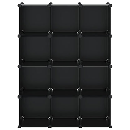 vidaXL Storage Cube Organiser with 12 Cubes Black PP