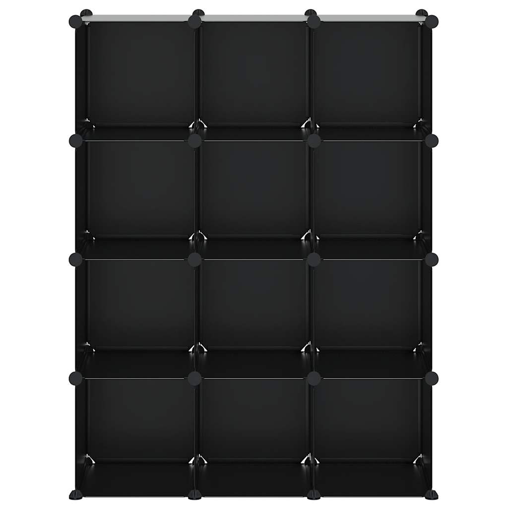 vidaXL Storage Cube Organiser with 12 Cubes Black PP