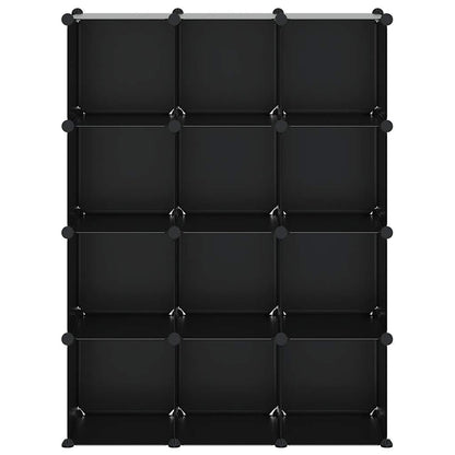 vidaXL Storage Cube Organiser with 12 Cubes Black PP
