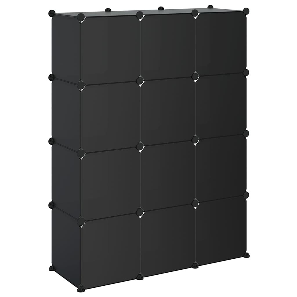 vidaXL Storage Cube Organiser with 12 Cubes Black PP