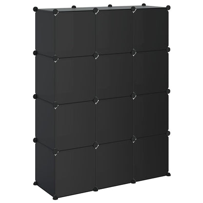 vidaXL Storage Cube Organiser with 12 Cubes Black PP