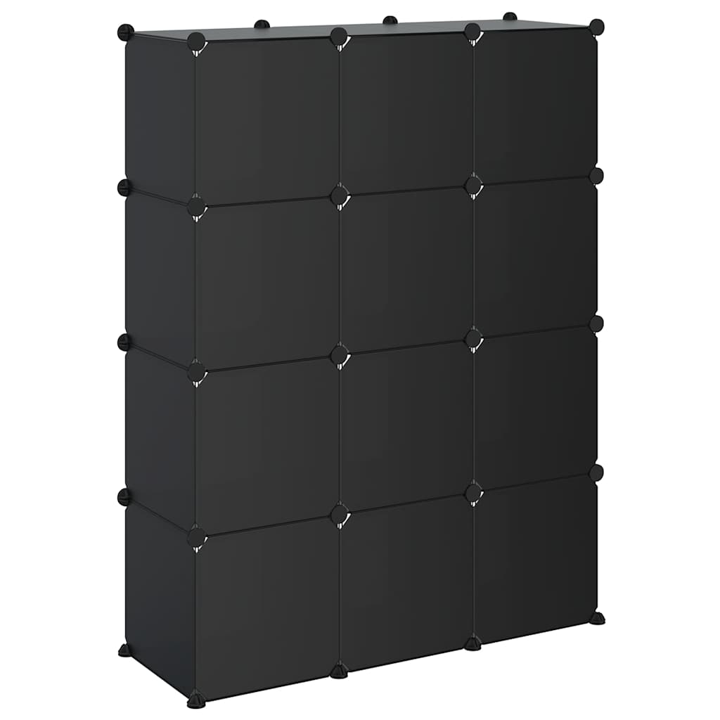 vidaXL Storage Cube Organiser with 12 Cubes Black PP