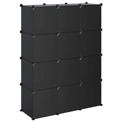 vidaXL Storage Cube Organiser with 12 Cubes Black PP