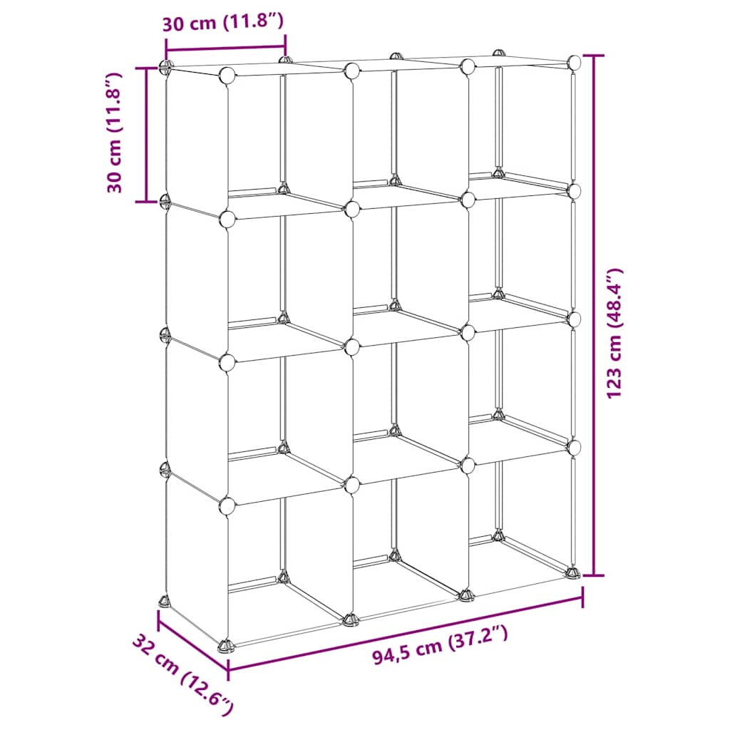vidaXL Storage Cube Organiser | Black | Polypropylene, Steel