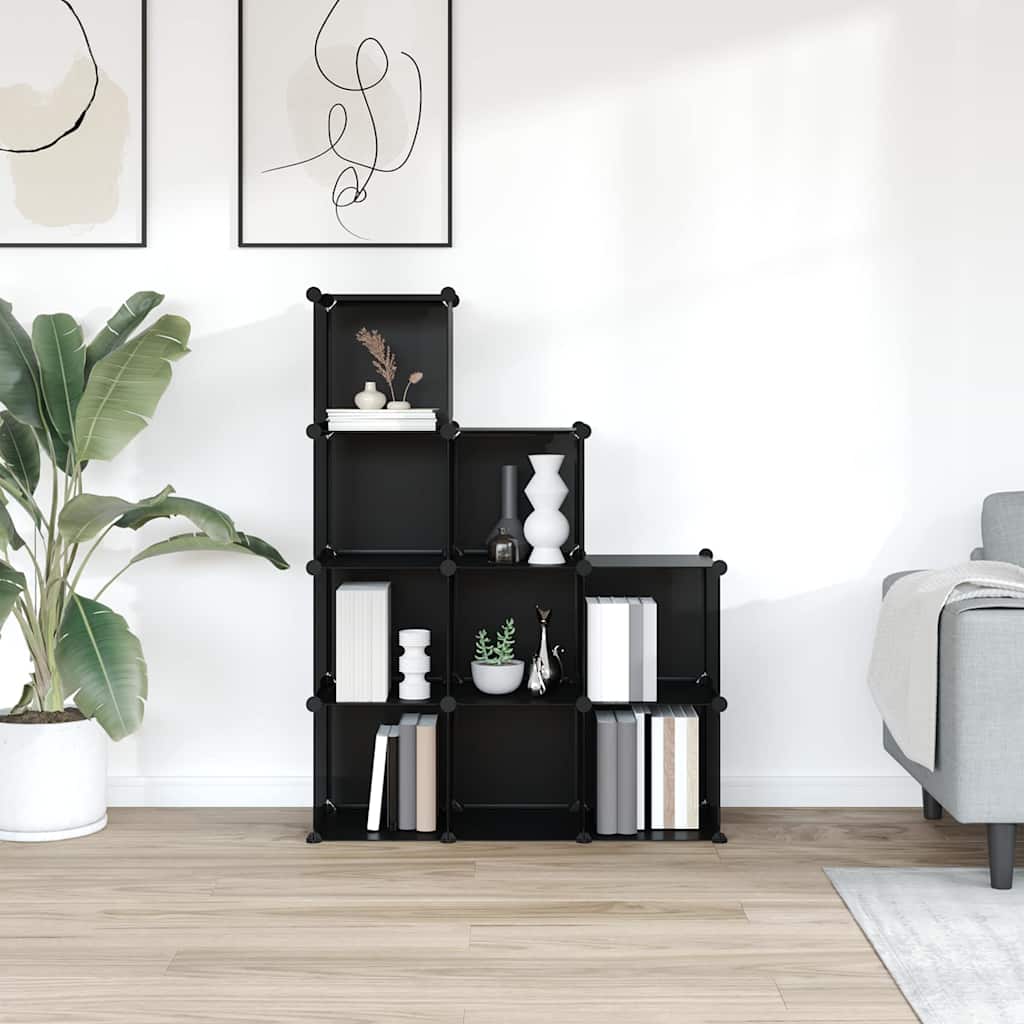 vidaXL Storage Cube Organiser with 9 Cubes Black PP