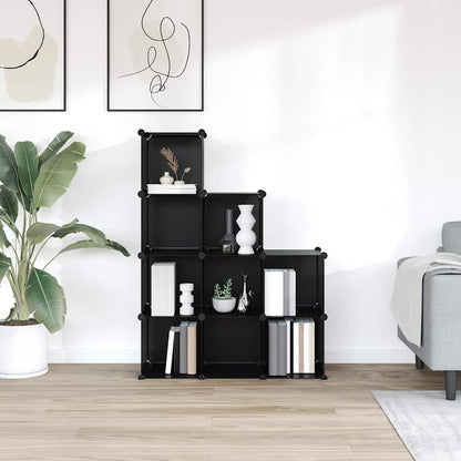 vidaXL Storage Cube Organiser with 9 Cubes Black PP
