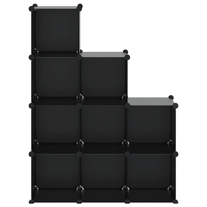 vidaXL Storage Cube Organiser with 9 Cubes Black PP