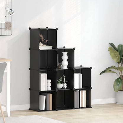 vidaXL Storage Cube Organiser with 9 Cubes Black PP
