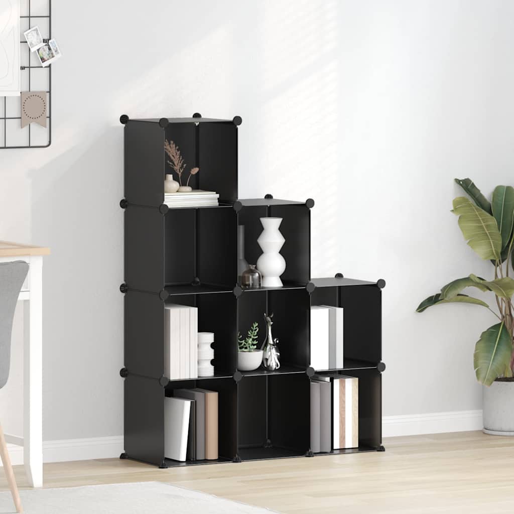 vidaXL Storage Cube Organiser with 9 Cubes Black PP