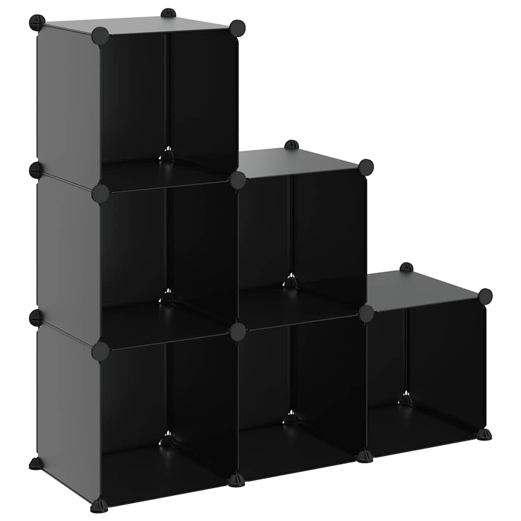 vidaXL Storage Cube Organiser with 6 Cubes Black PP