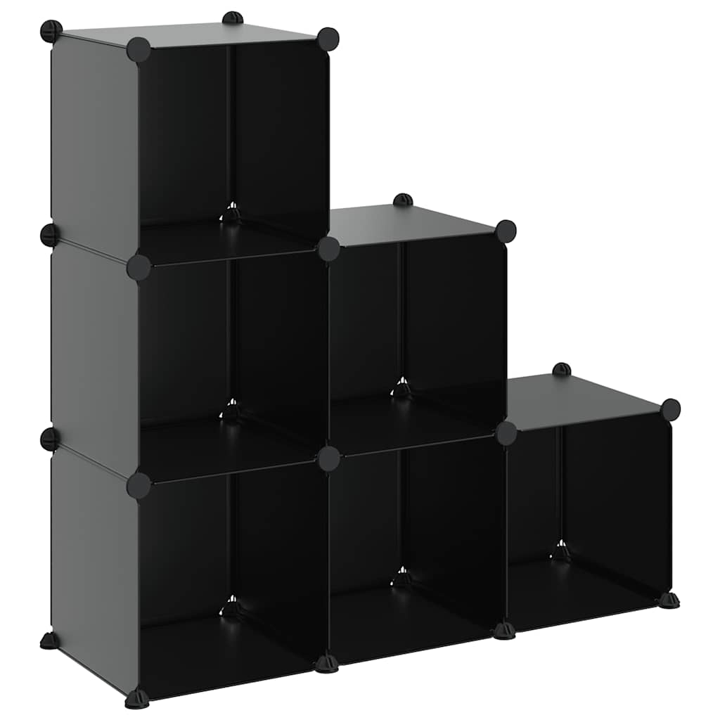 vidaXL Storage Cube Organiser with 6 Cubes Black PP