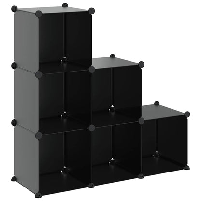 vidaXL Storage Cube Organiser with 6 Cubes Black PP