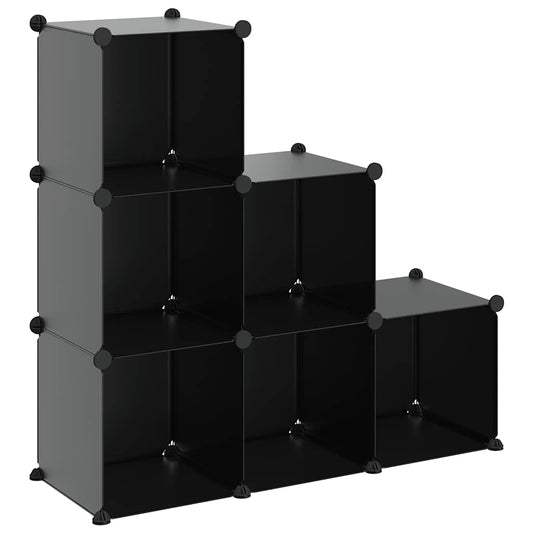 vidaXL Storage Cube Organiser with 6 Cubes Black PP