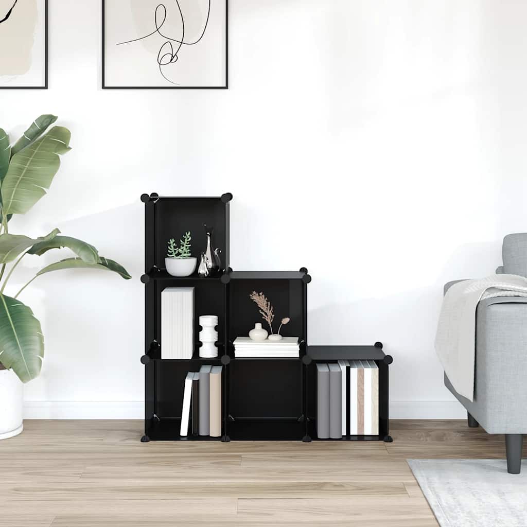 vidaXL Storage Cube Organiser | Black | PP Plastic, Steel | Medium | Stackable