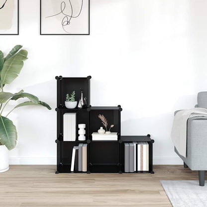 vidaXL Storage Cube Organiser with 6 Cubes Black PP