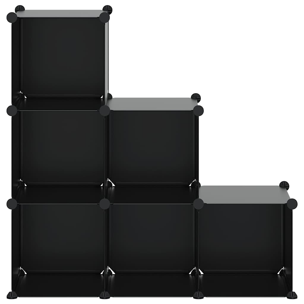 vidaXL Storage Cube Organiser with 6 Cubes Black PP