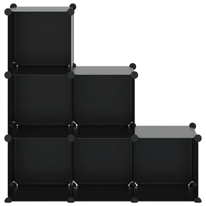 vidaXL Storage Cube Organiser with 6 Cubes Black PP