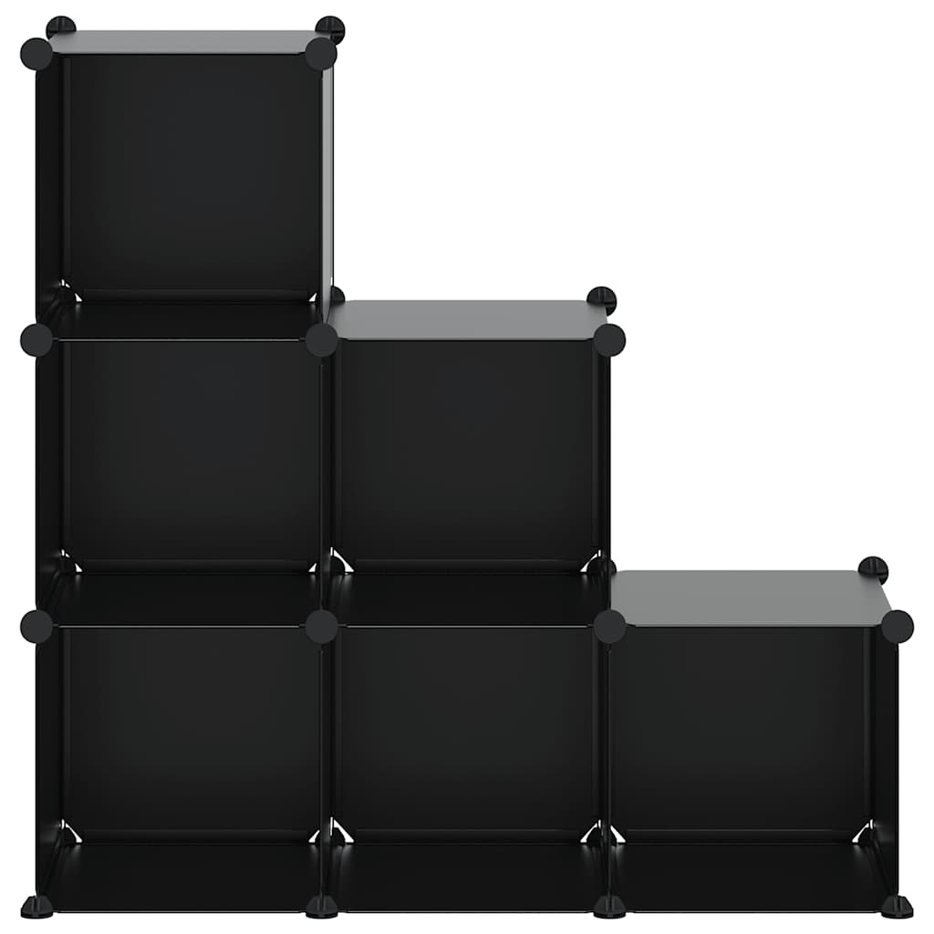 vidaXL Storage Cube Organiser with 6 Cubes Black PP