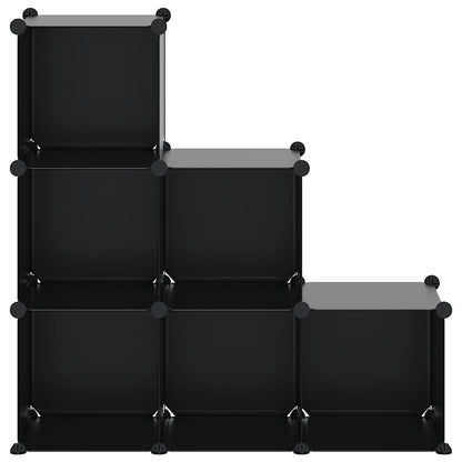 vidaXL Storage Cube Organiser with 6 Cubes Black PP