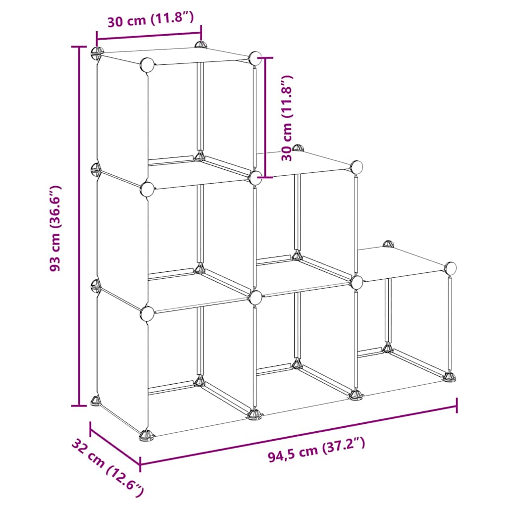 vidaXL Storage Cube Organiser with 6 Cubes Black PP