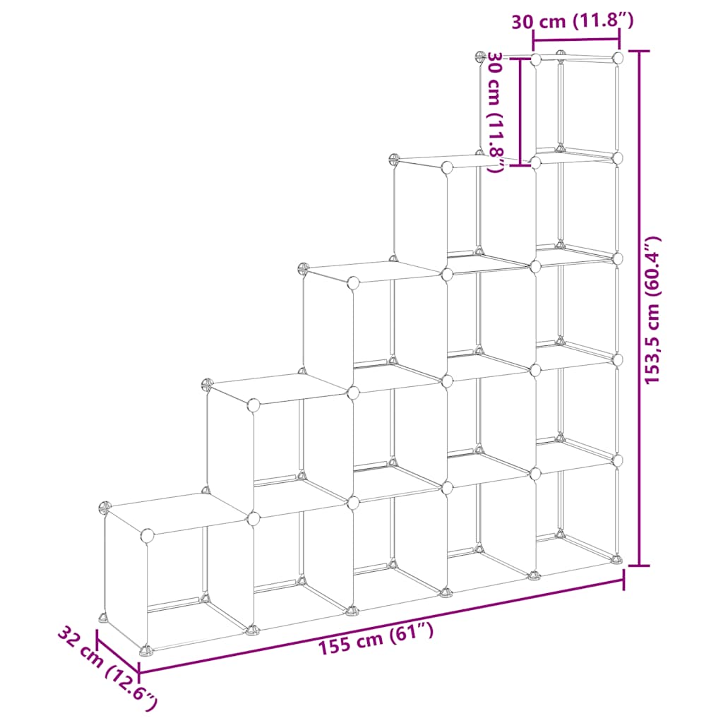 vidaXL Storage Cube Organiser with 15 Cubes Transparent PP