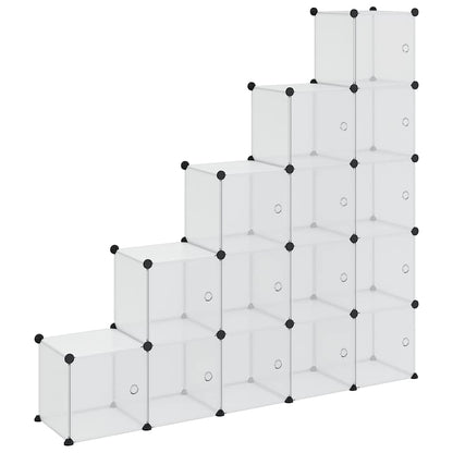 vidaXL Storage Cube Organiser with 15 Cubes and Doors Transparent PP
