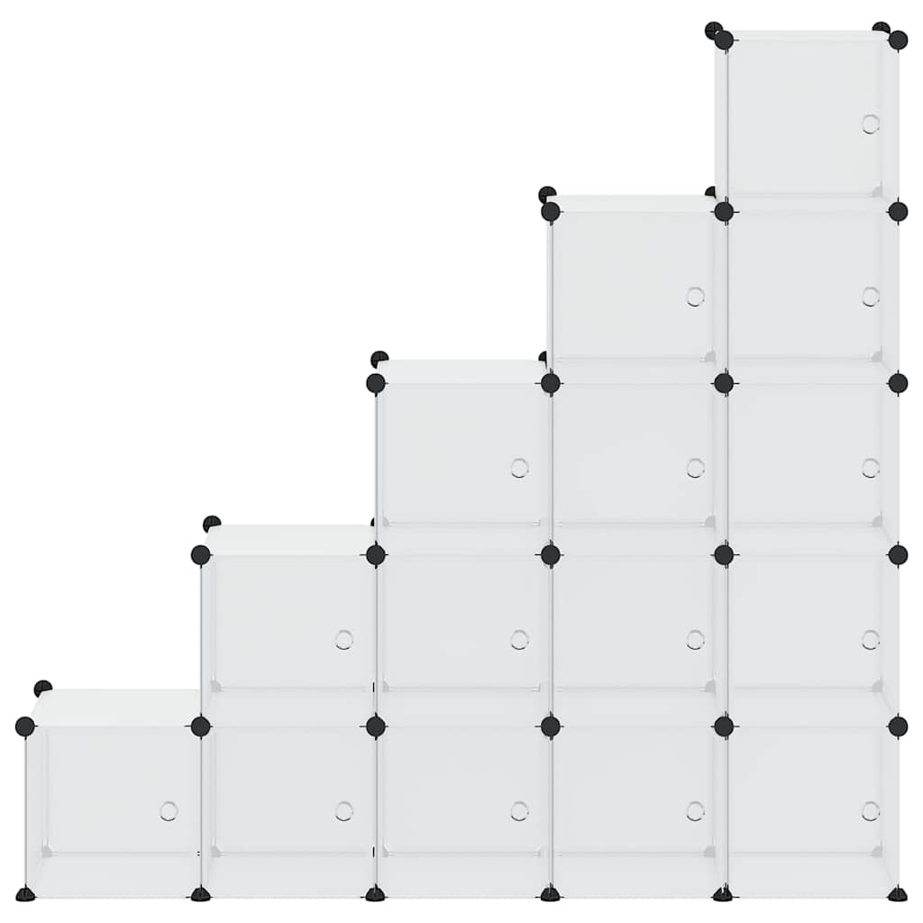 vidaXL Storage Cube Organiser with 15 Cubes and Doors Transparent PP