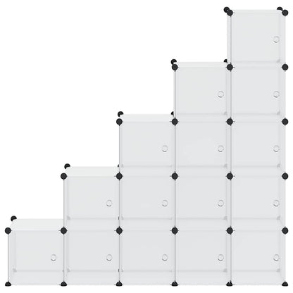 vidaXL Storage Cube Organiser with 15 Cubes and Doors Transparent PP