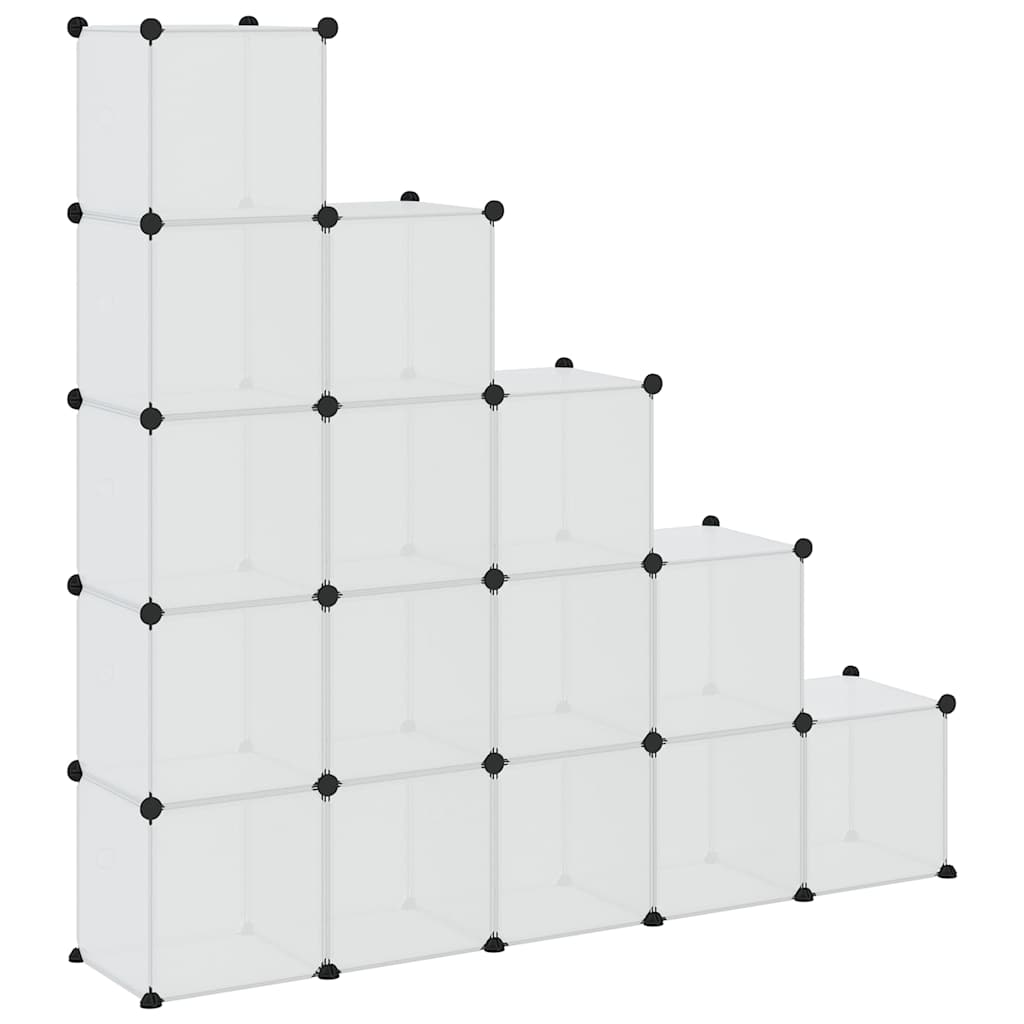 vidaXL Storage Cube Organiser with 15 Cubes and Doors Transparent PP