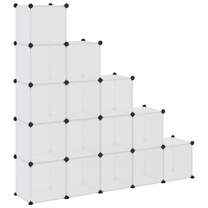 vidaXL Storage Cube Organiser with 15 Cubes and Doors Transparent PP