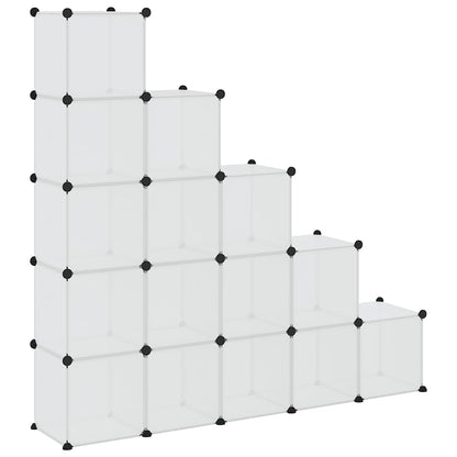 vidaXL Storage Cube Organiser with 15 Cubes and Doors Transparent PP