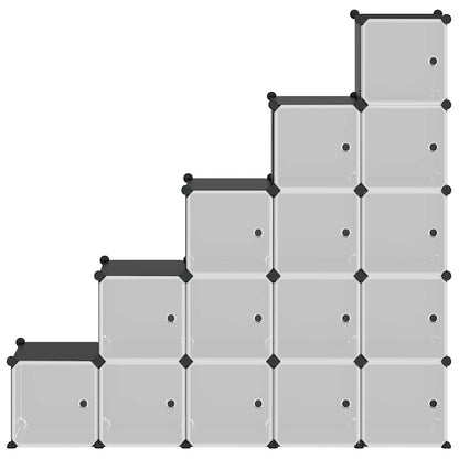 vidaXL Storage Cube Organiser with 15 Cubes and Doors Black PP