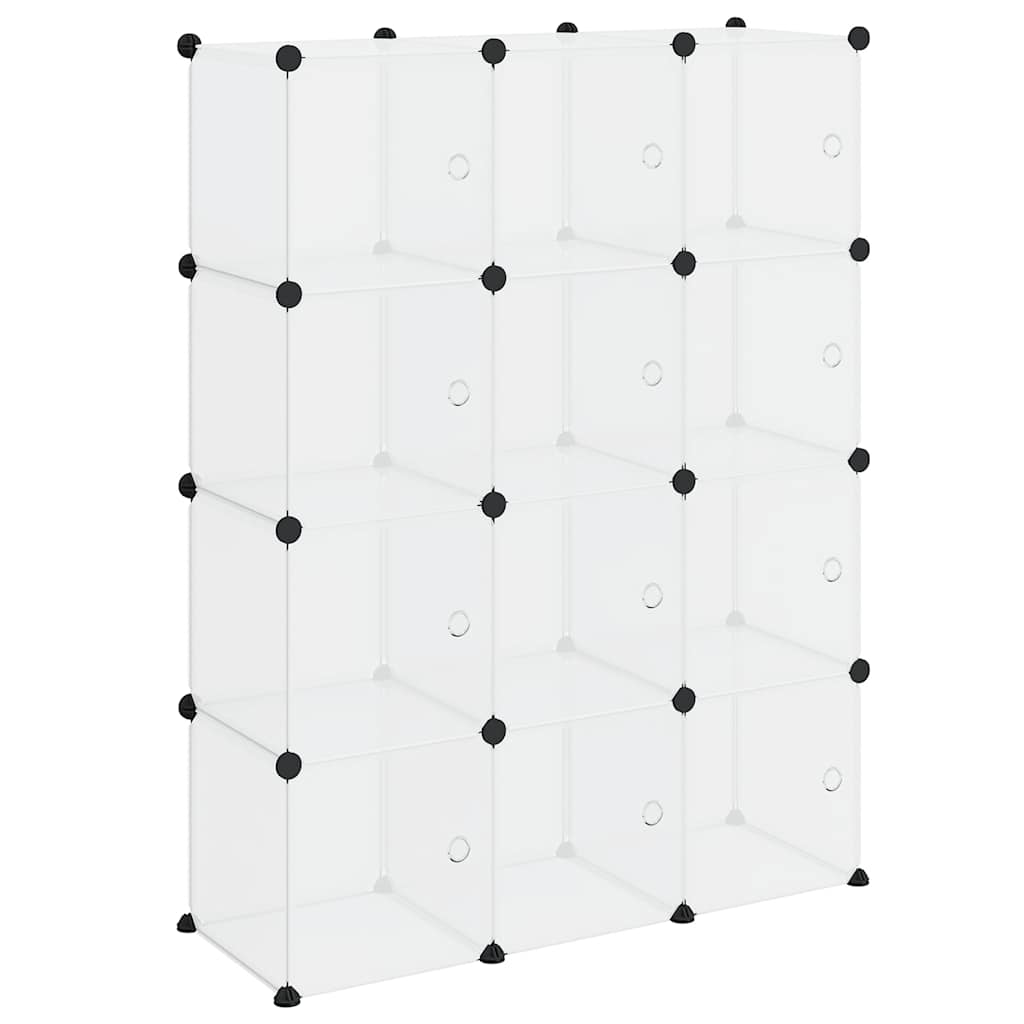 vidaXL Storage Cube Organiser with 12 Cubes and Doors Transparent PP