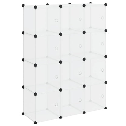 vidaXL Storage Cube Organiser with 12 Cubes and Doors Transparent PP