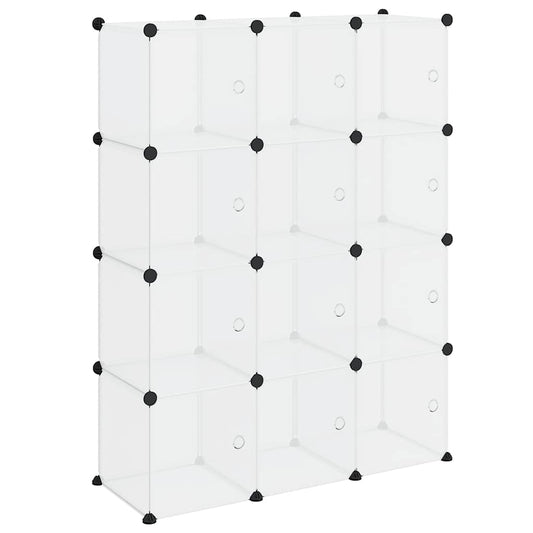 vidaXL Storage Cube Organiser with 12 Cubes and Doors Transparent PP