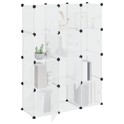 vidaXL Storage Cube Organiser with 12 Cubes and Doors Transparent PP