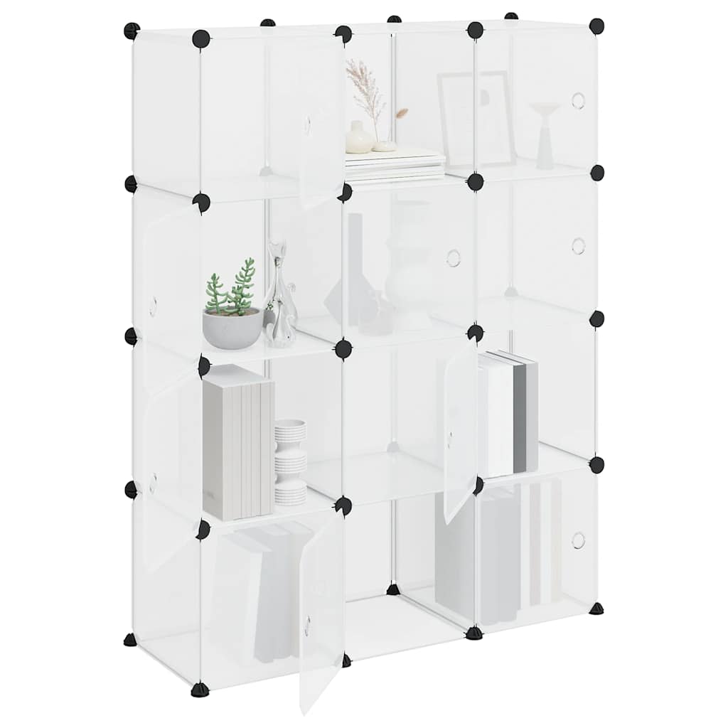 vidaXL Storage Cube Organiser with 12 Cubes and Doors Transparent PP