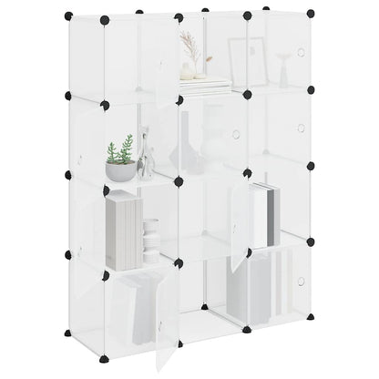 vidaXL Storage Cube Organiser with 12 Cubes and Doors Transparent PP