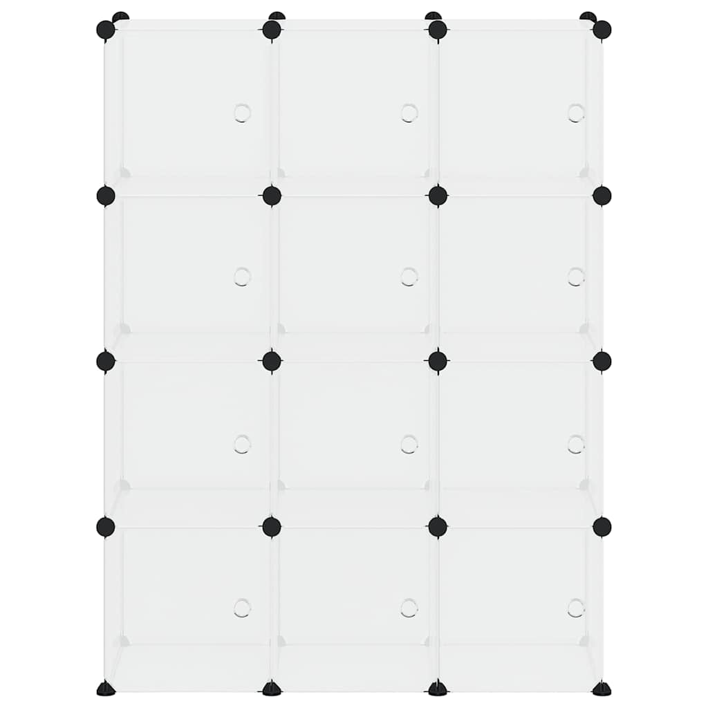 vidaXL Storage Cube Organiser with 12 Cubes and Doors Transparent PP