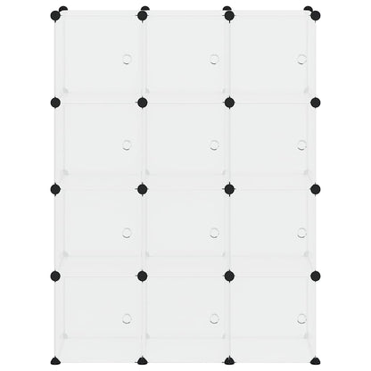 vidaXL Storage Cube Organiser with 12 Cubes and Doors Transparent PP