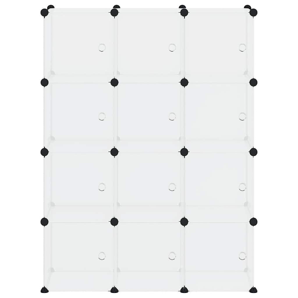 vidaXL Storage Cube Organiser with 12 Cubes and Doors Transparent PP