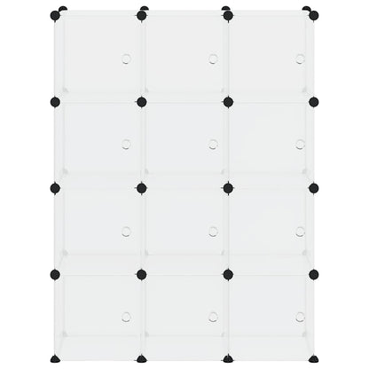 vidaXL Storage Cube Organiser with 12 Cubes and Doors Transparent PP