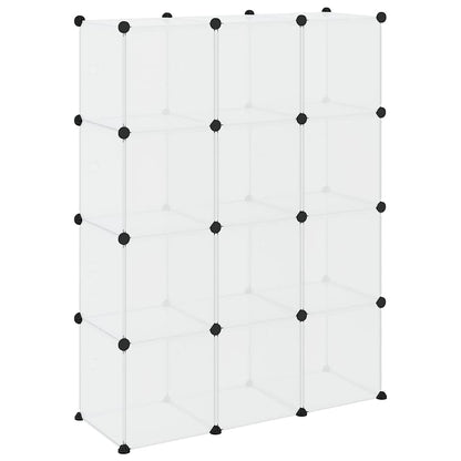 vidaXL Storage Cube Organiser with 12 Cubes and Doors Transparent PP