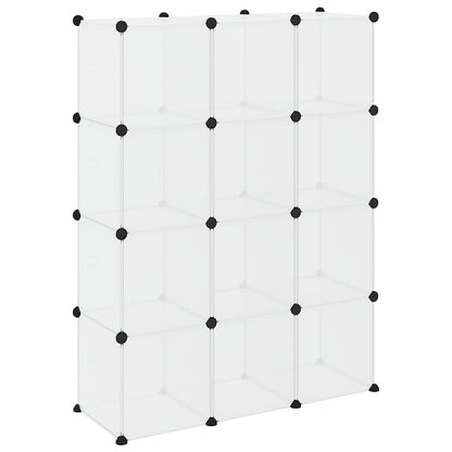 vidaXL Storage Cube Organiser with 12 Cubes and Doors Transparent PP