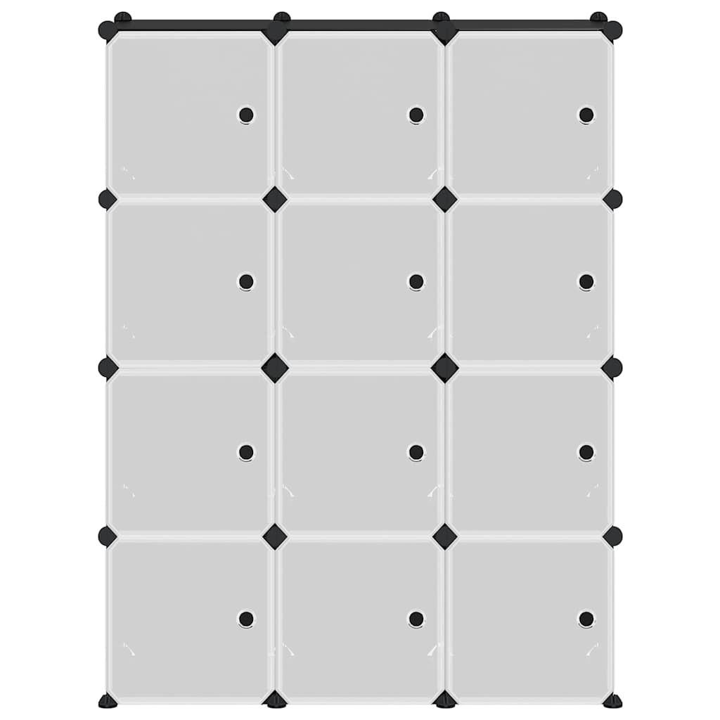 vidaXL Storage Cube Organiser with 12 Cubes and Doors Black PP