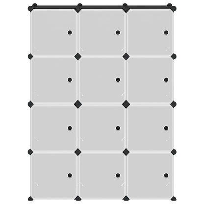 vidaXL Storage Cube Organiser with 12 Cubes and Doors Black PP