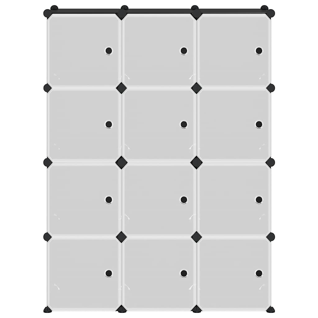 vidaXL Storage Cube Organiser with 12 Cubes and Doors Black PP