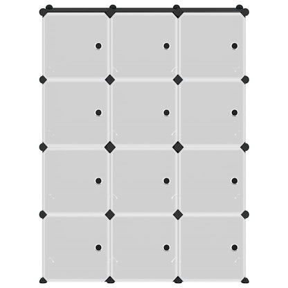 vidaXL Storage Cube Organiser with 12 Cubes and Doors Black PP